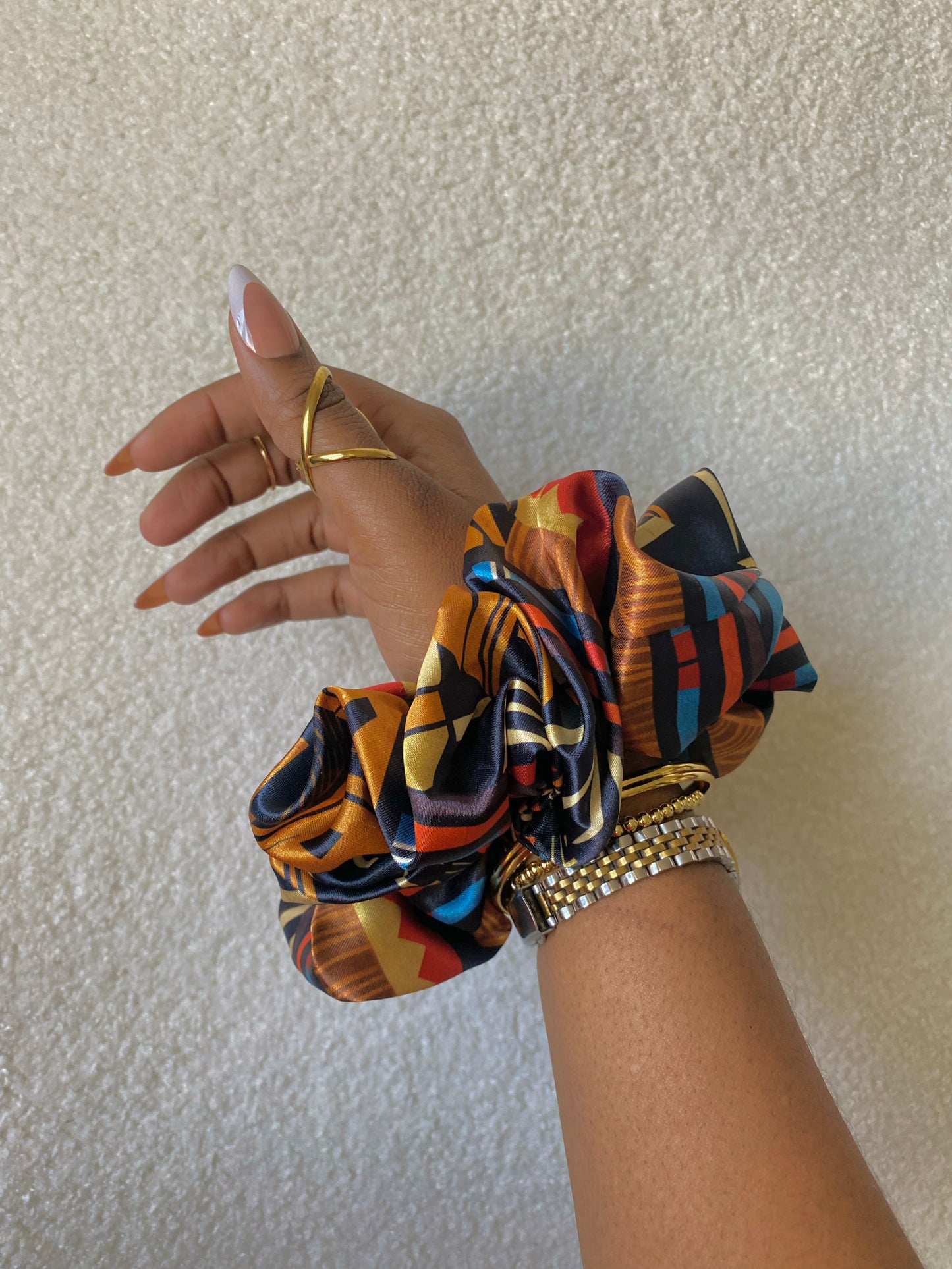 XL African Print Satin Scrunchies