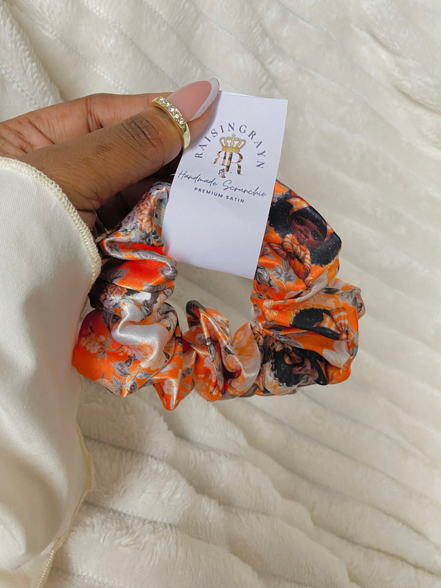 Autumn Damask Regular Satin Scrunchies