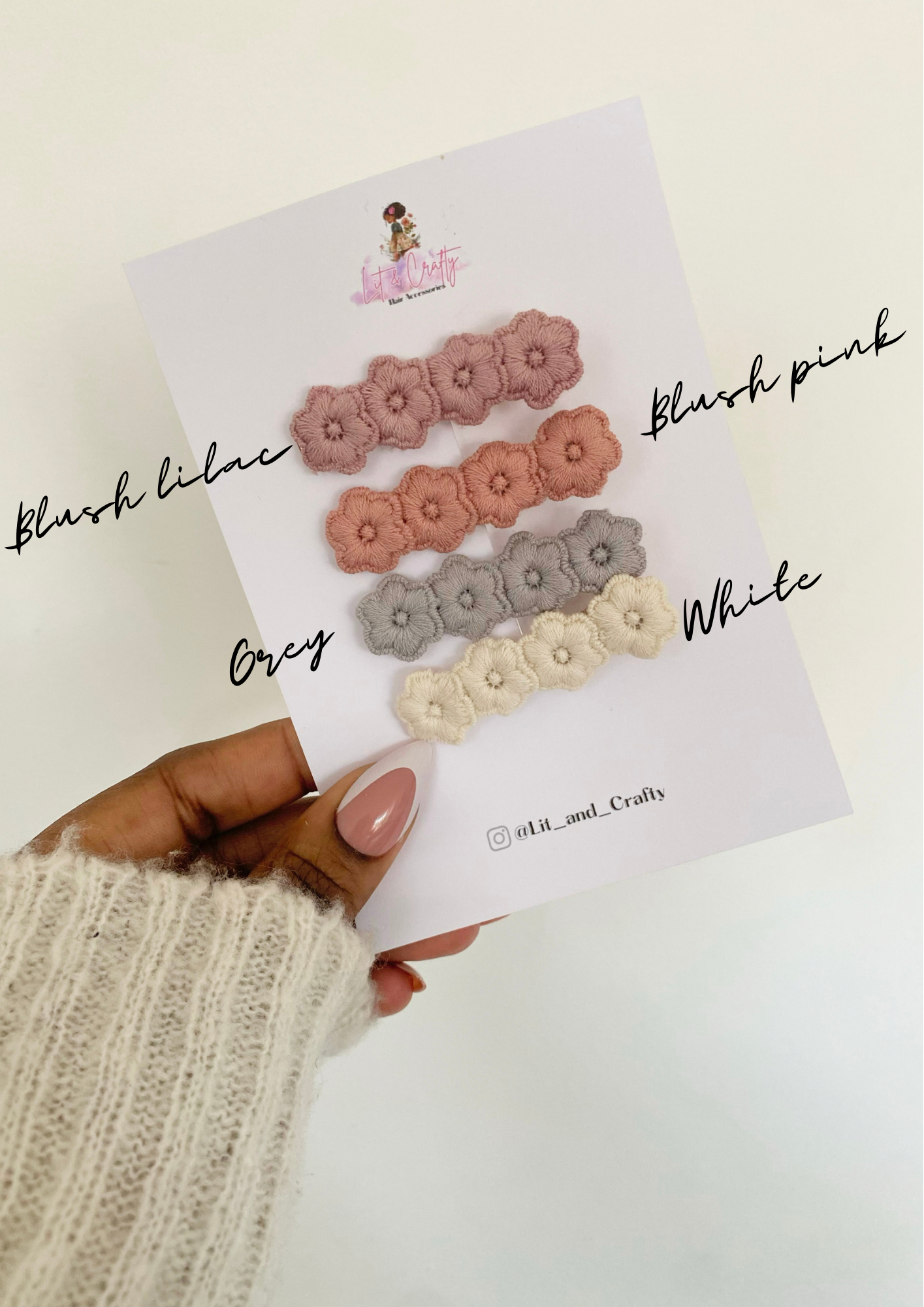 Woven embroidered flower hairclip