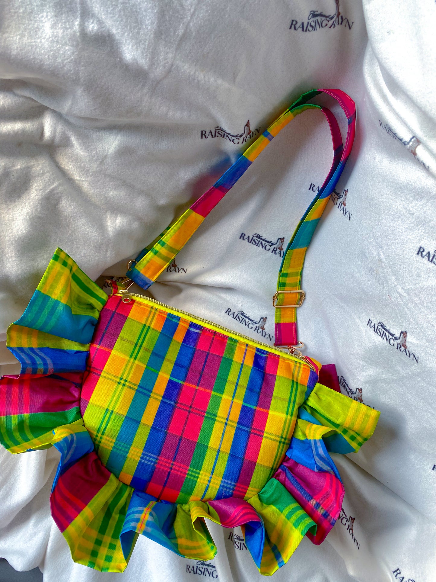 PRE-ORDER Madras Ruffle Crosstown Bag