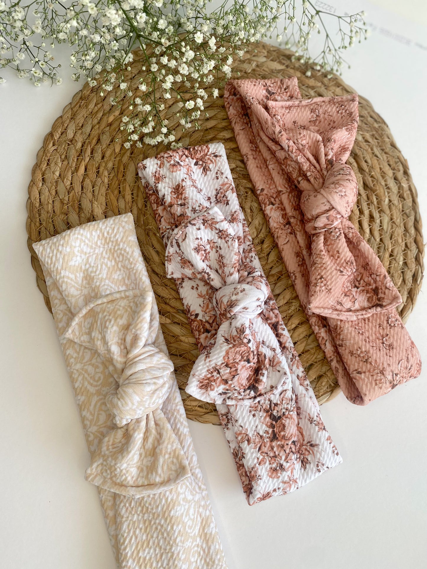 Floral topknot headbands