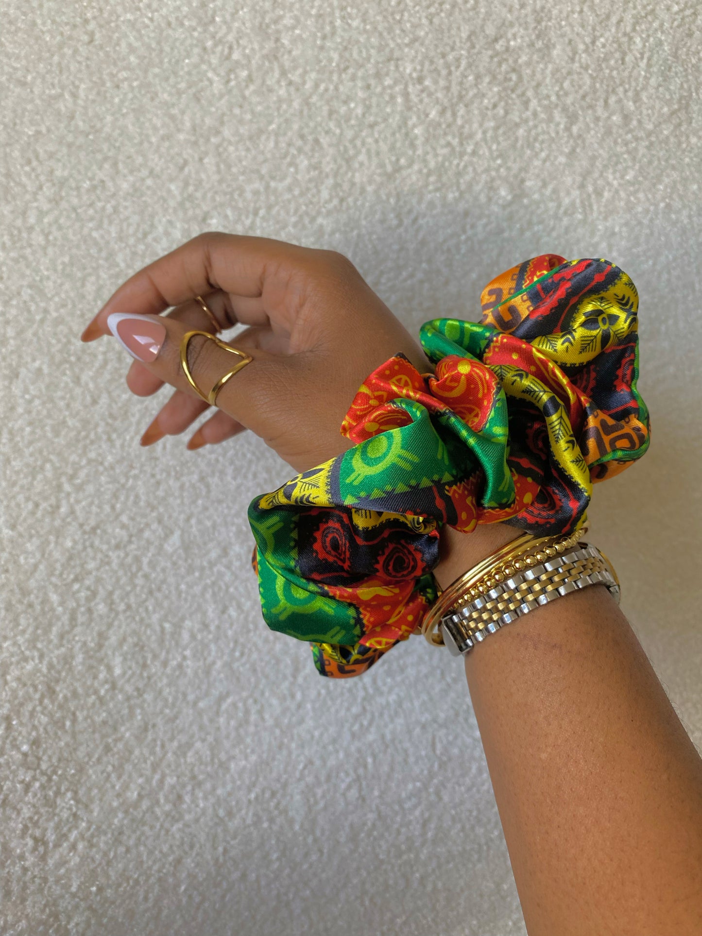 XL African Print Satin Scrunchies