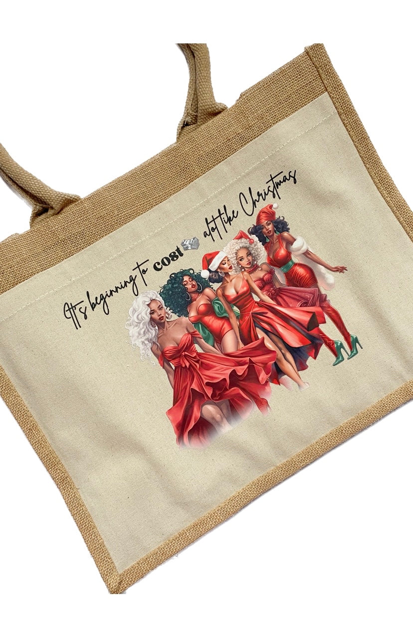 Christmas Jute Shoppers