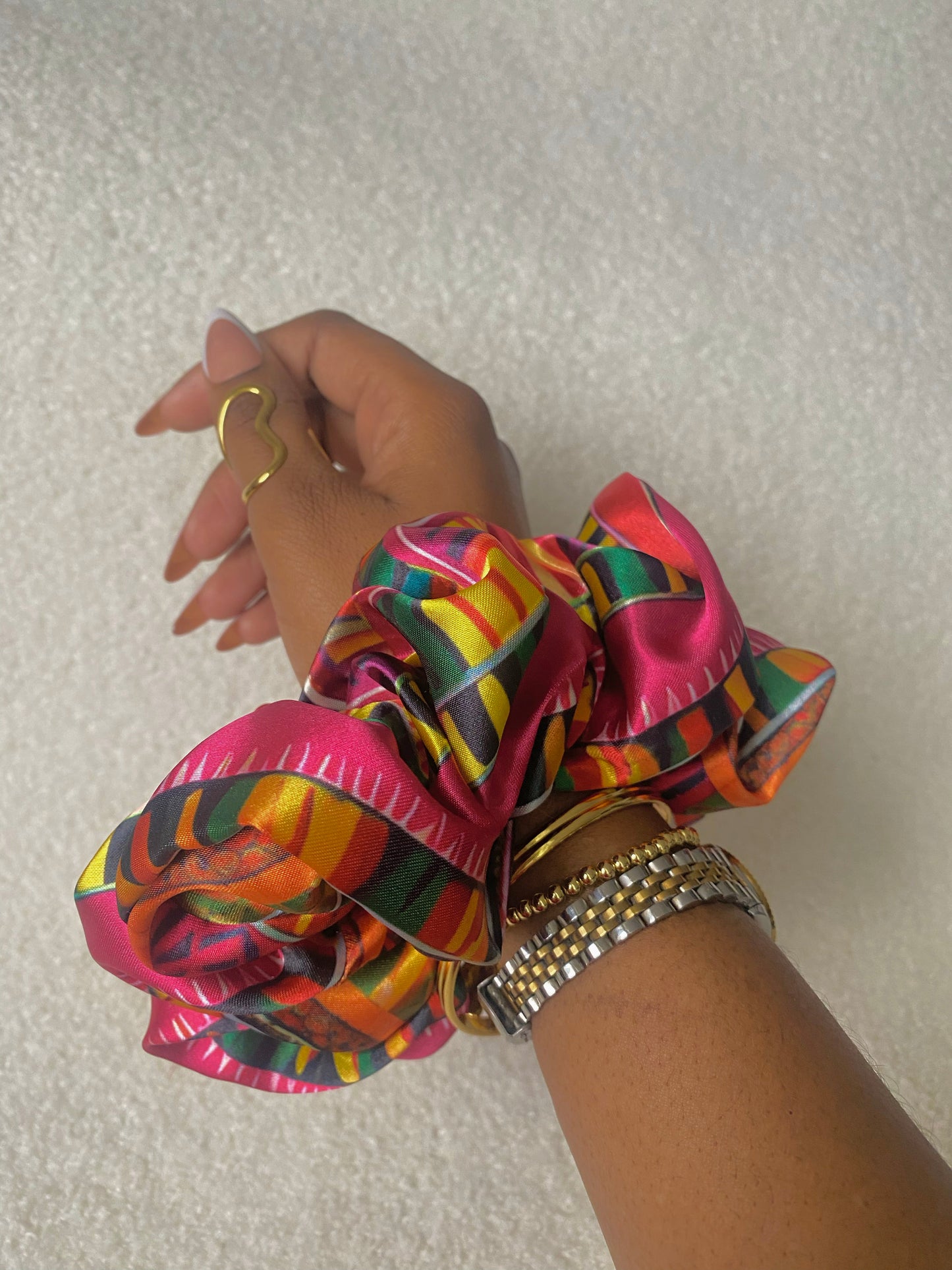 XL African Print Satin Scrunchies
