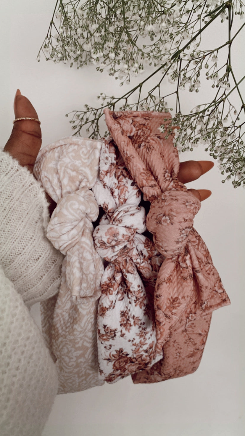 Floral topknot headbands