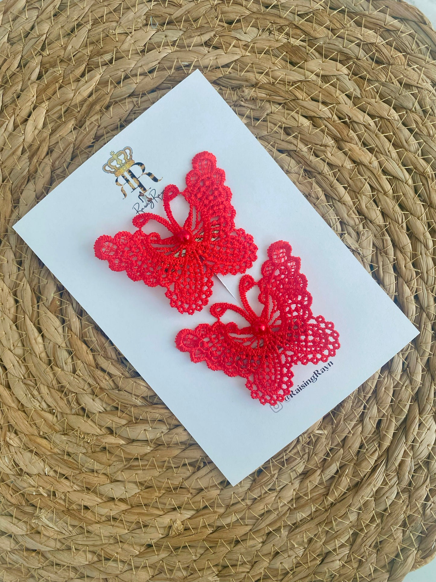 Lace Butterfly Floral Pearl embroidered Flower hairclip