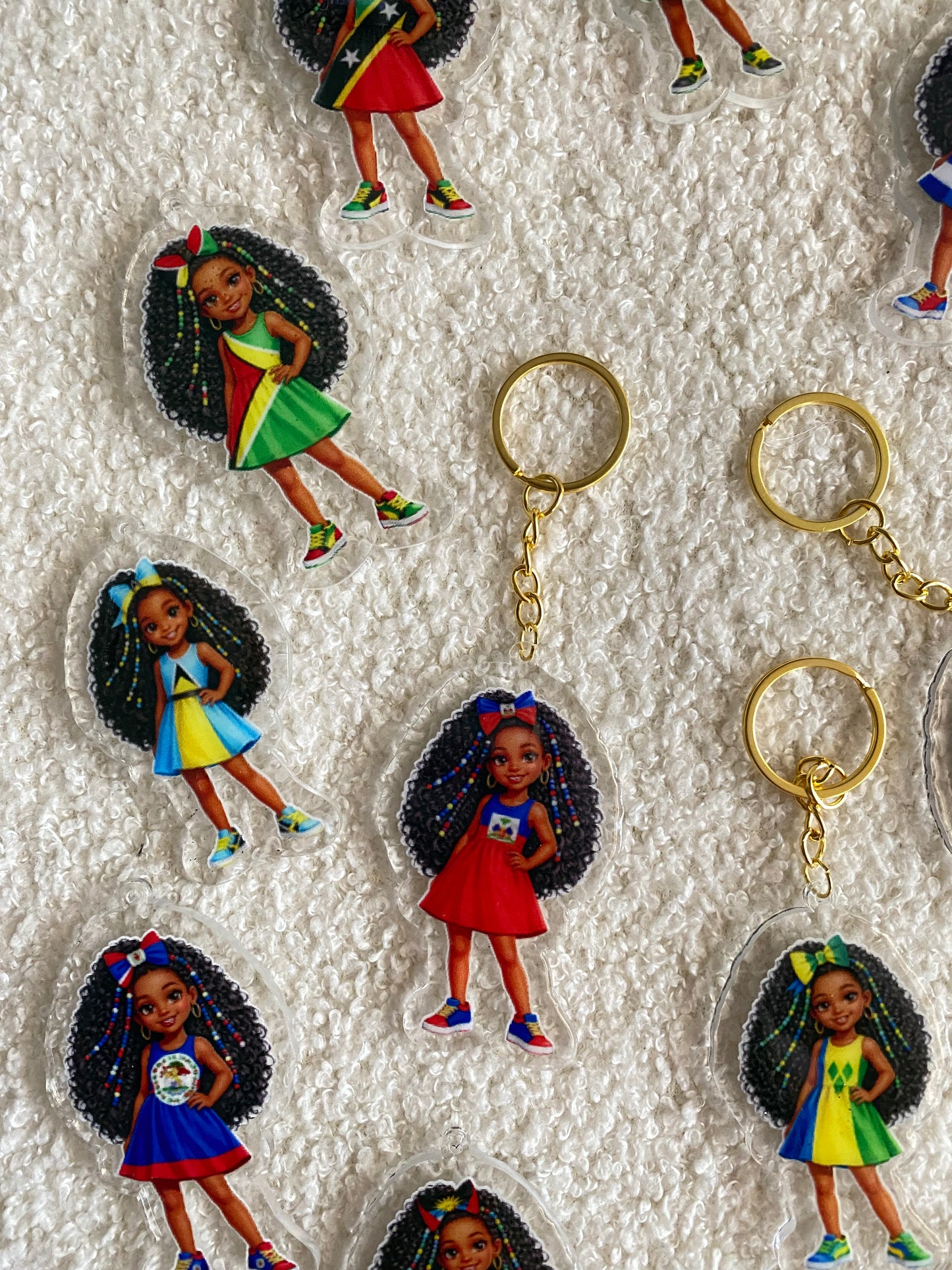 Flag Little Girl Keychains