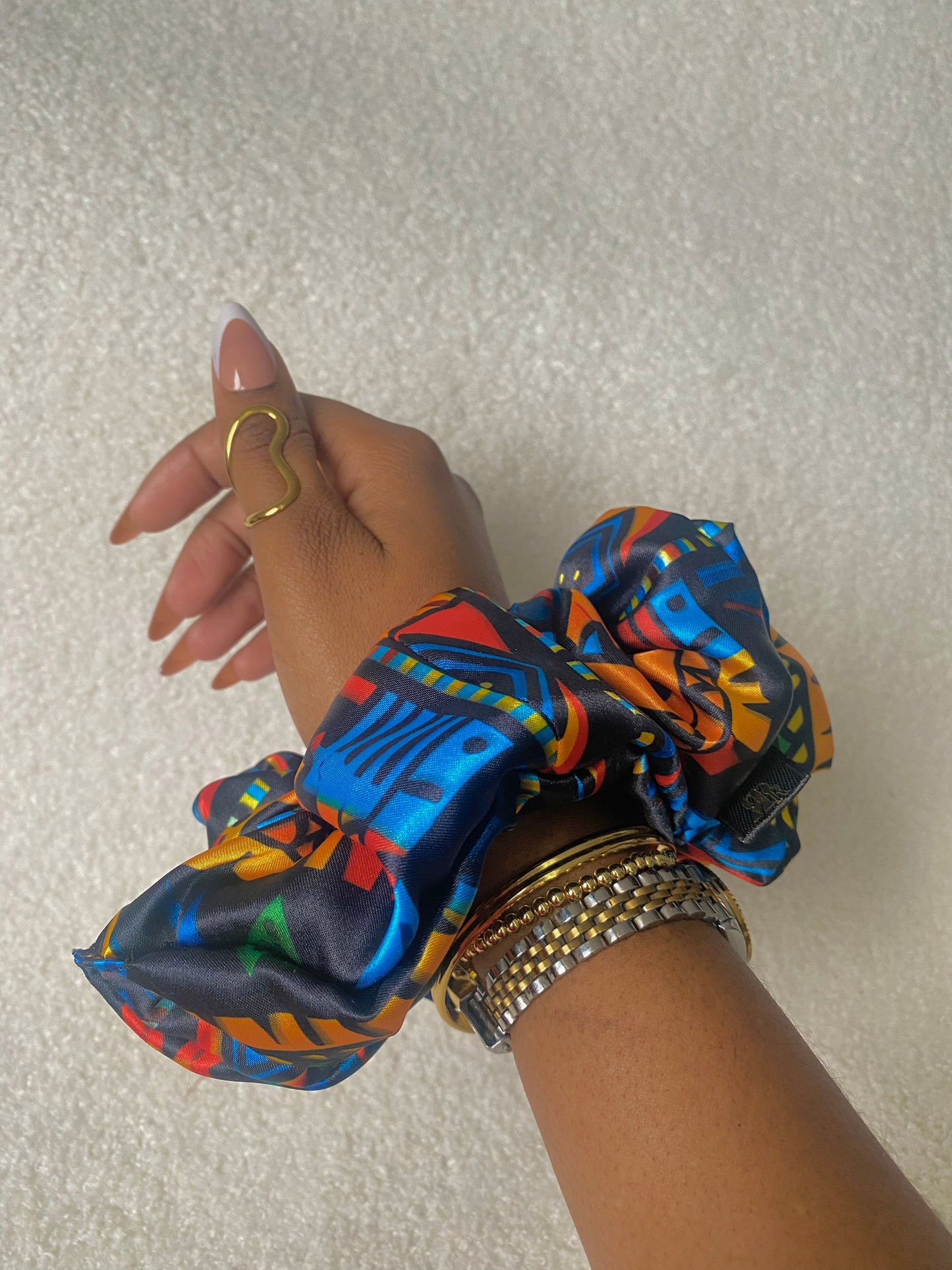 XL African Print Satin Scrunchies