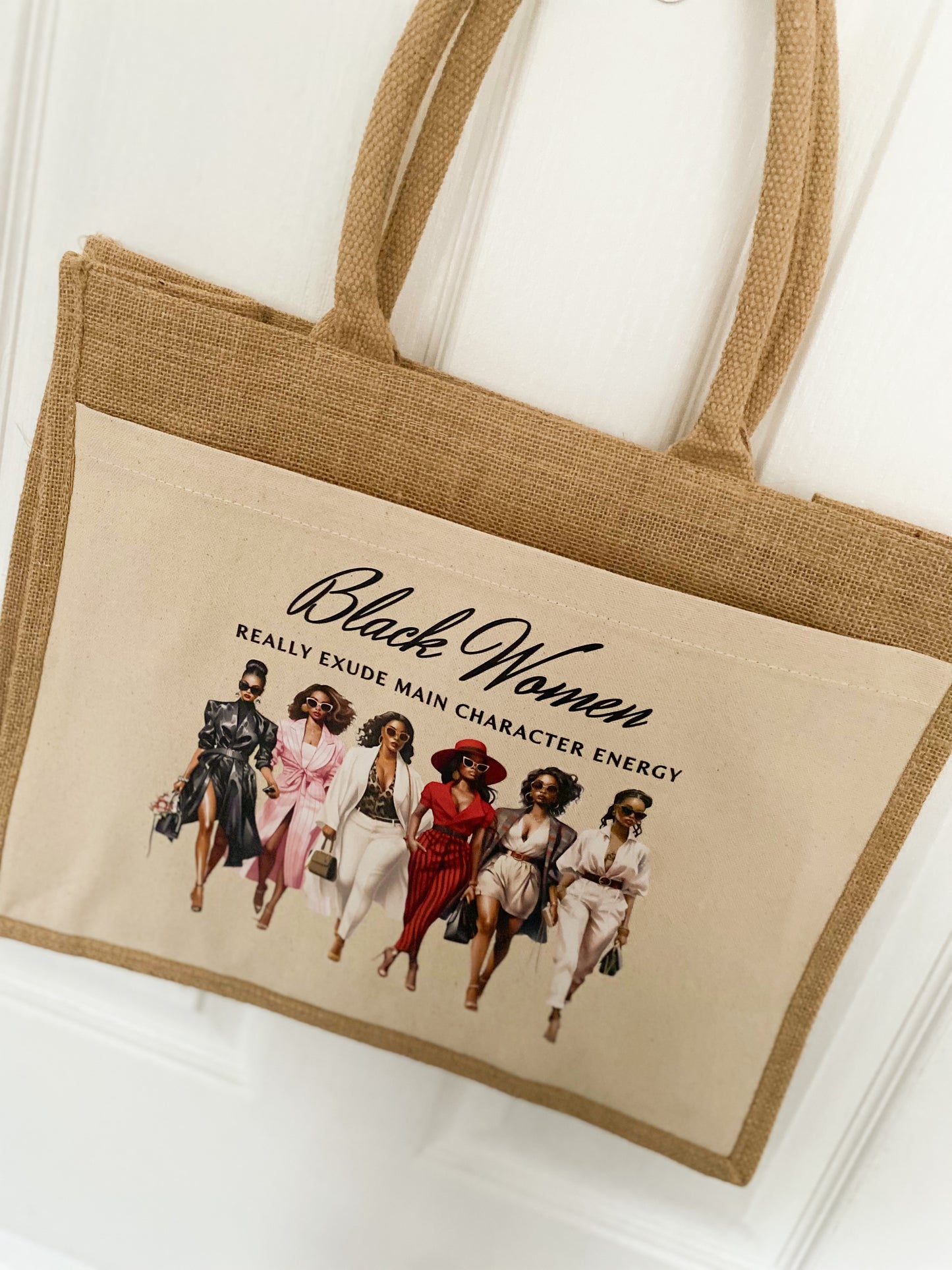 Black Women Jute Shopper