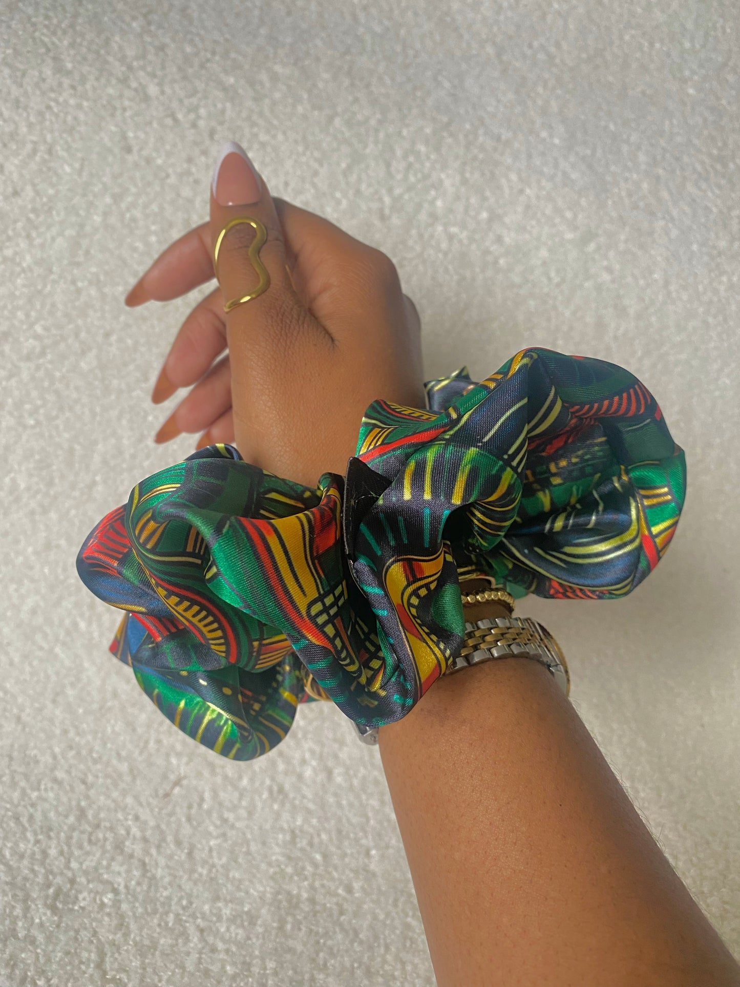 XL African Print Satin Scrunchies