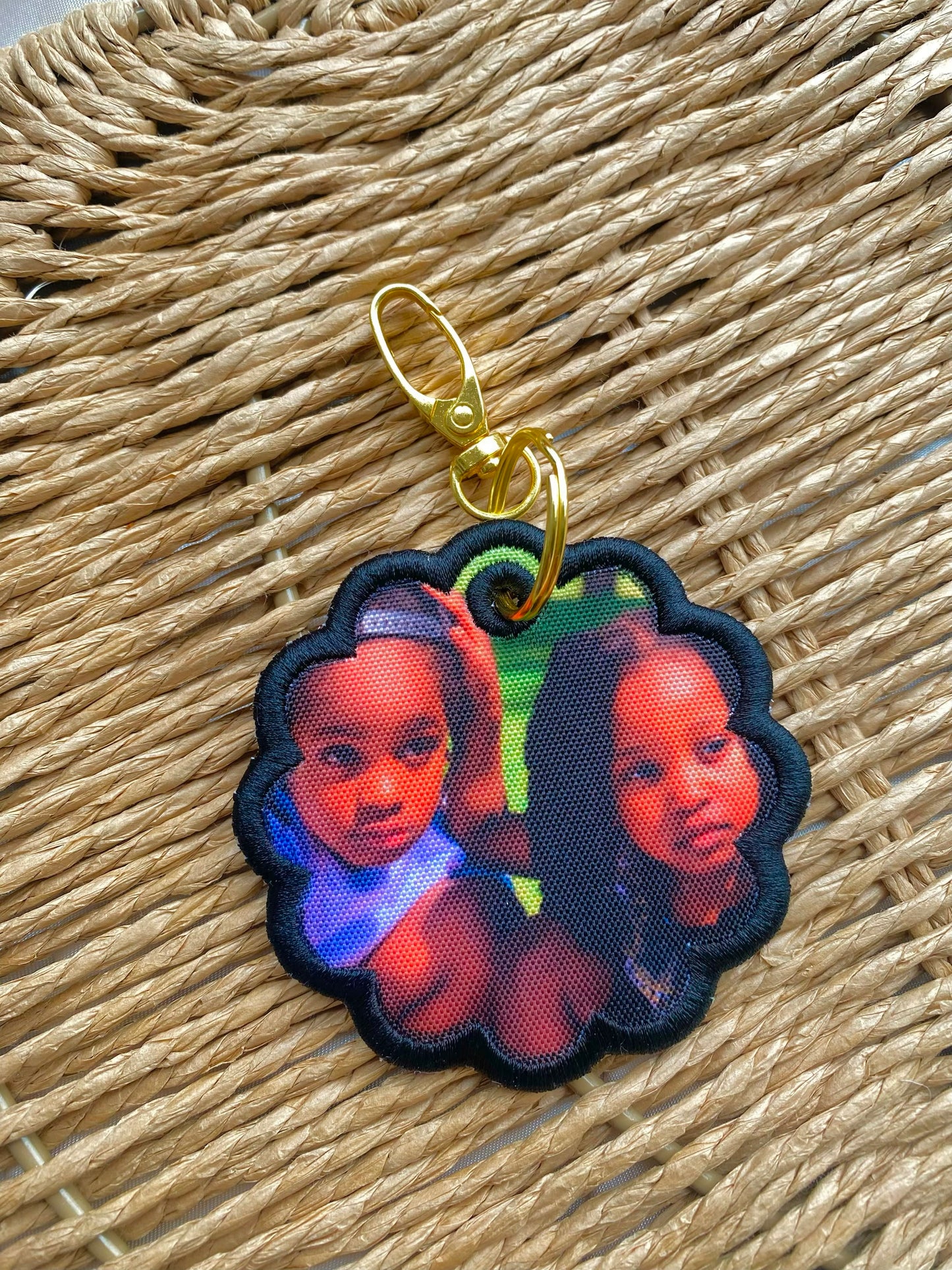 Personalised Embroidered Photo Bag Tag & Keychain