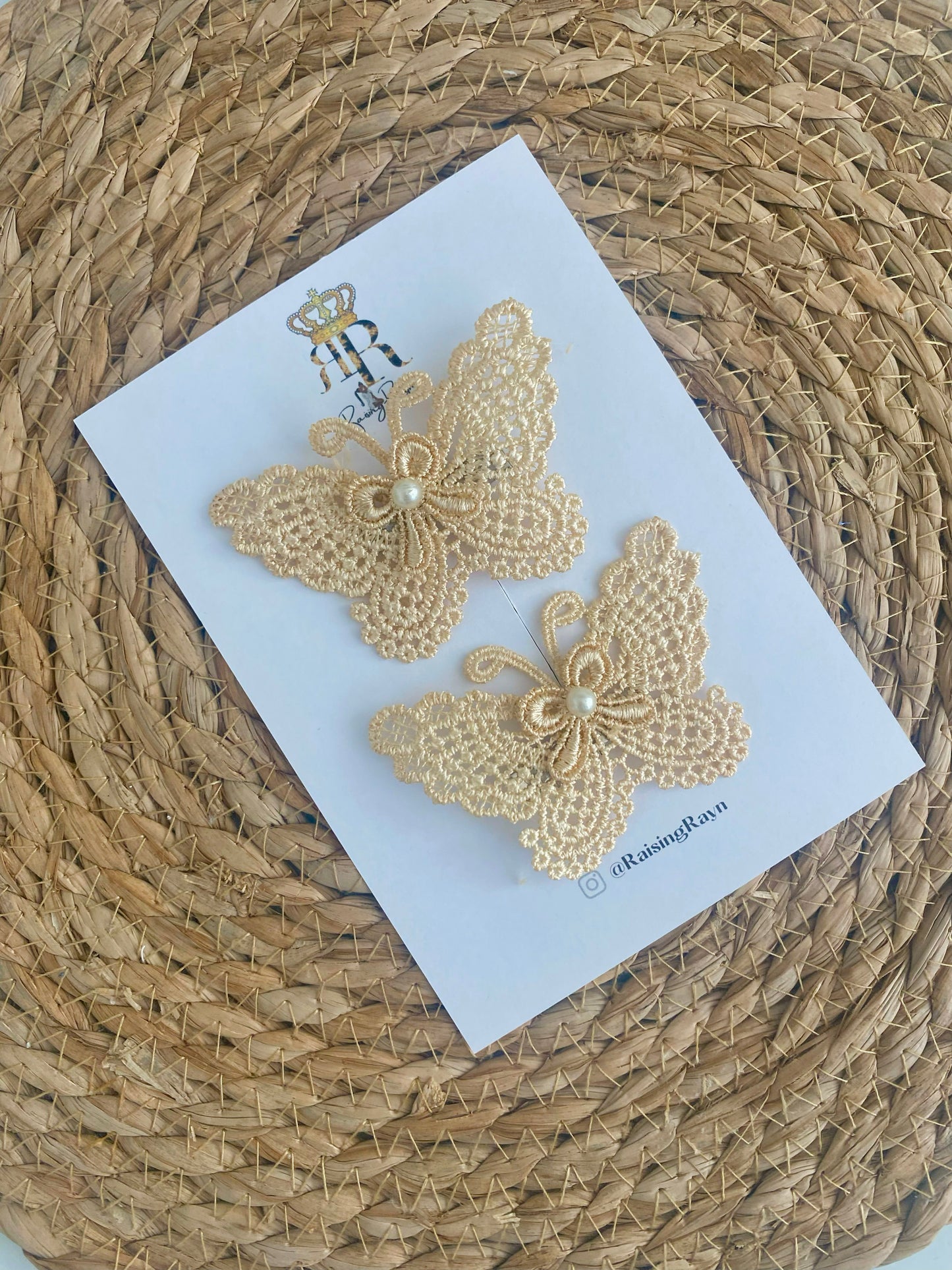 Lace Butterfly Floral Pearl embroidered Flower hairclip