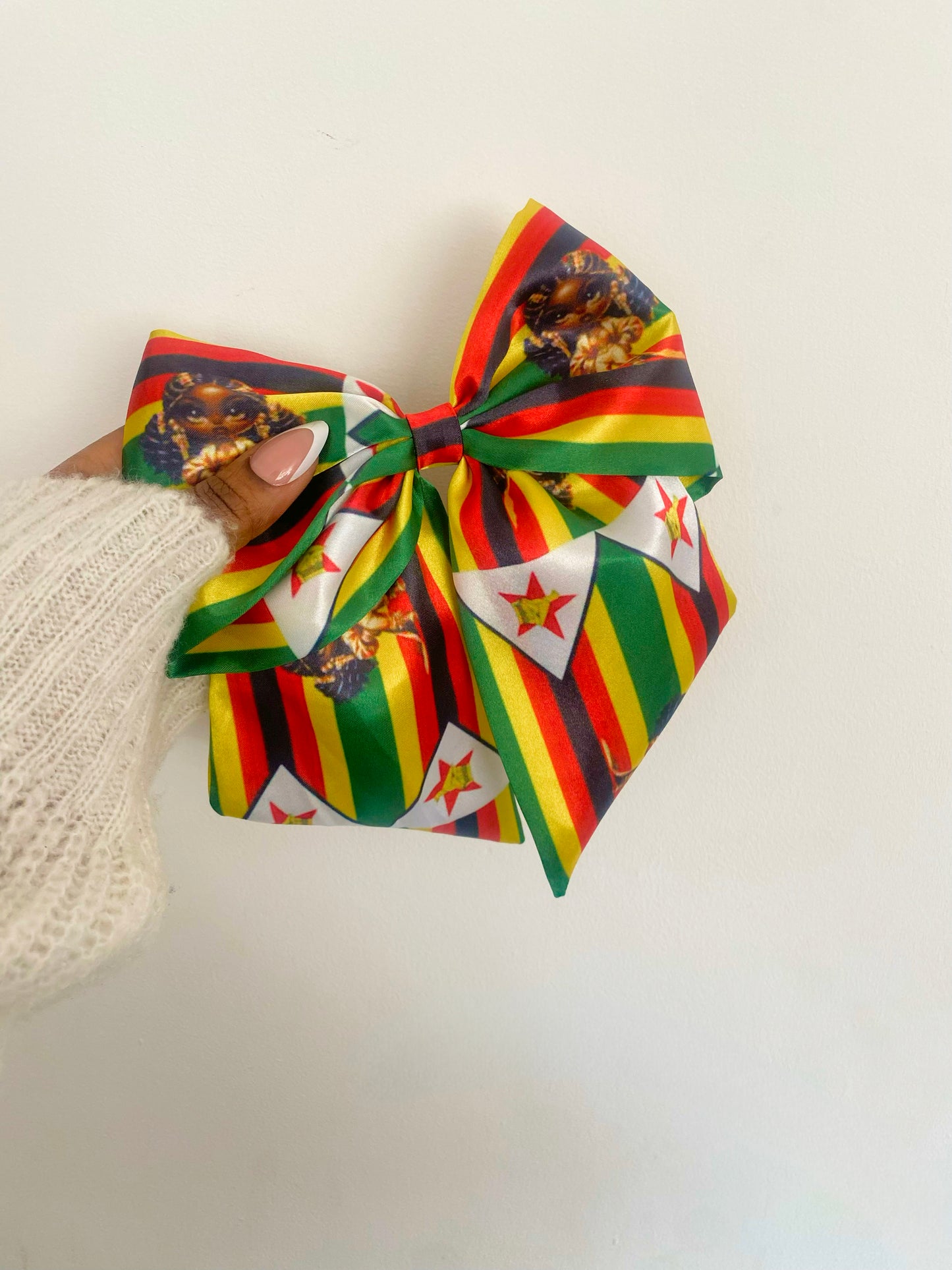 African & Caribbean Satin Bow Hair Clips