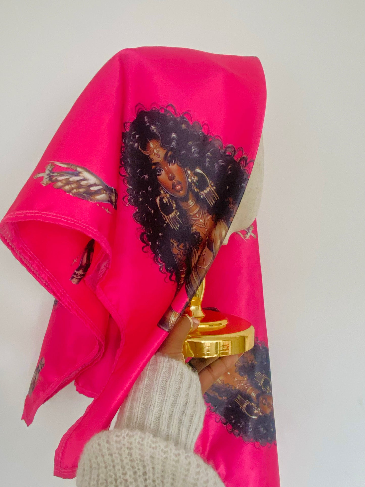 Ayanna Hot Pink Satin Scarf