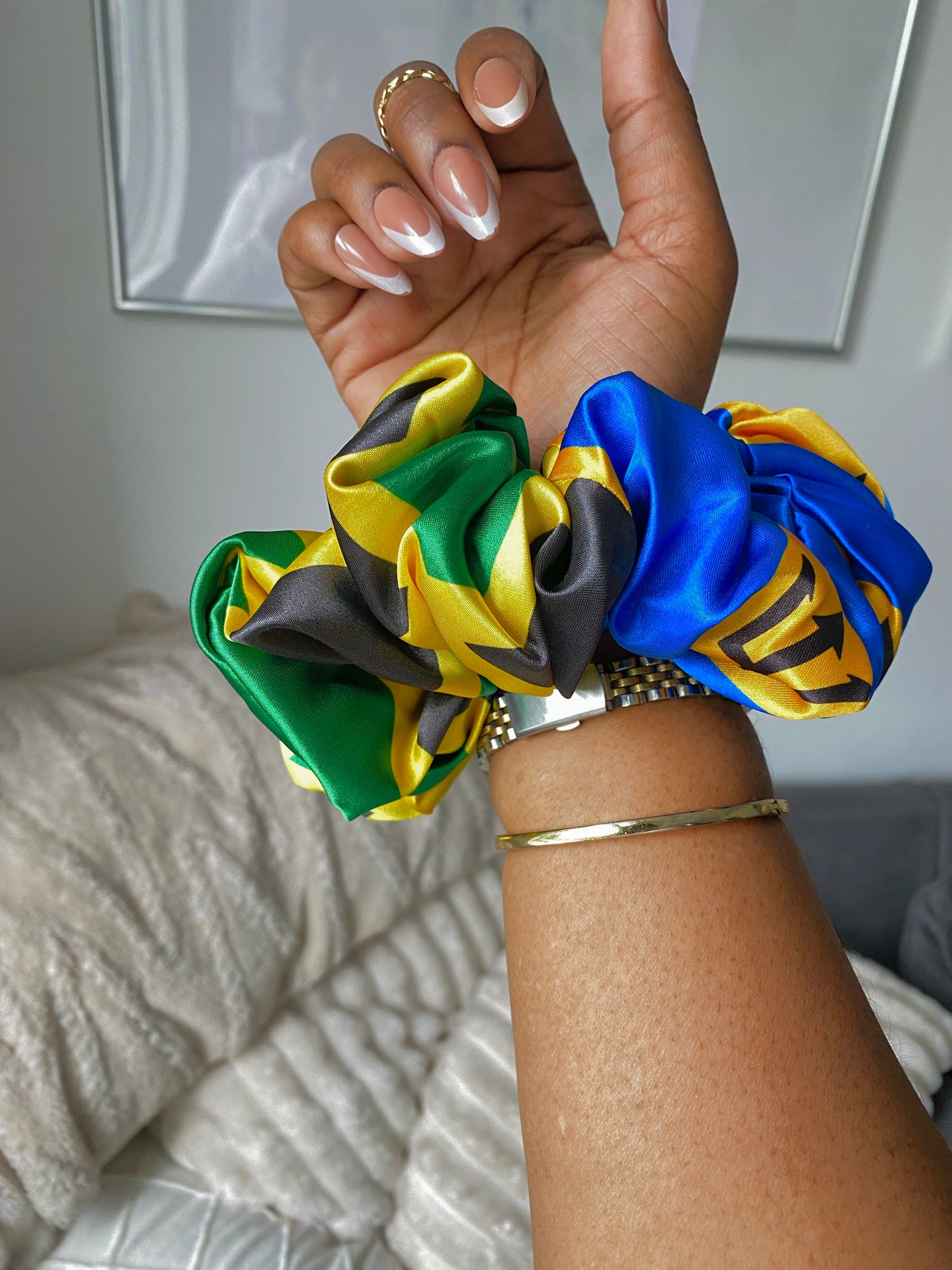 PRE - ORDER Dual Heritage African & Caribbean Satin XL Scrunchies