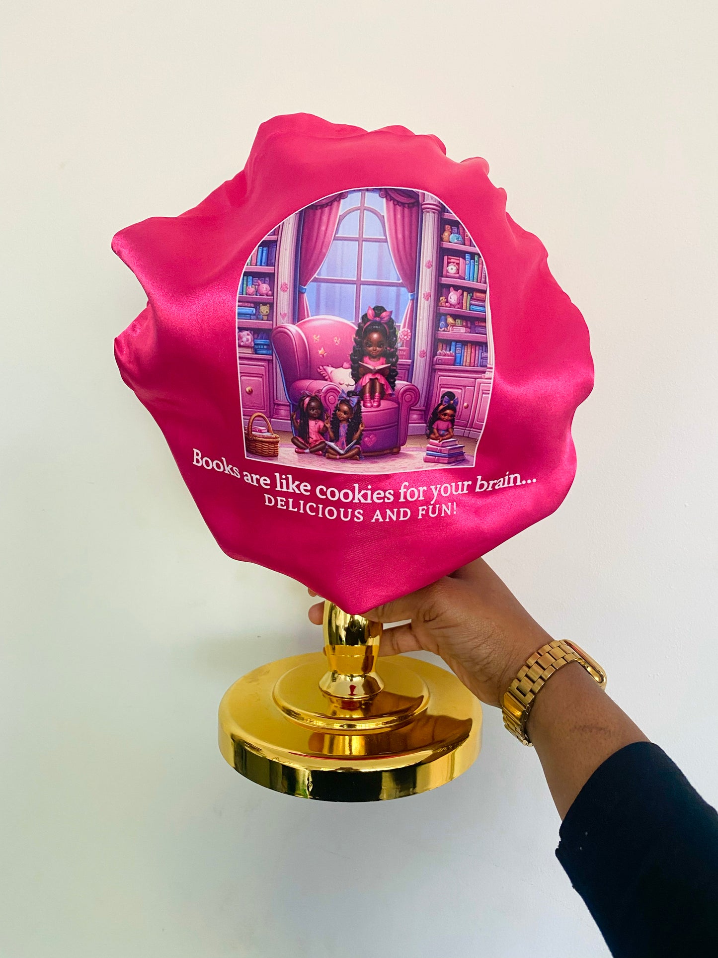 Hot Pink “Books are like cookies” Bonnet