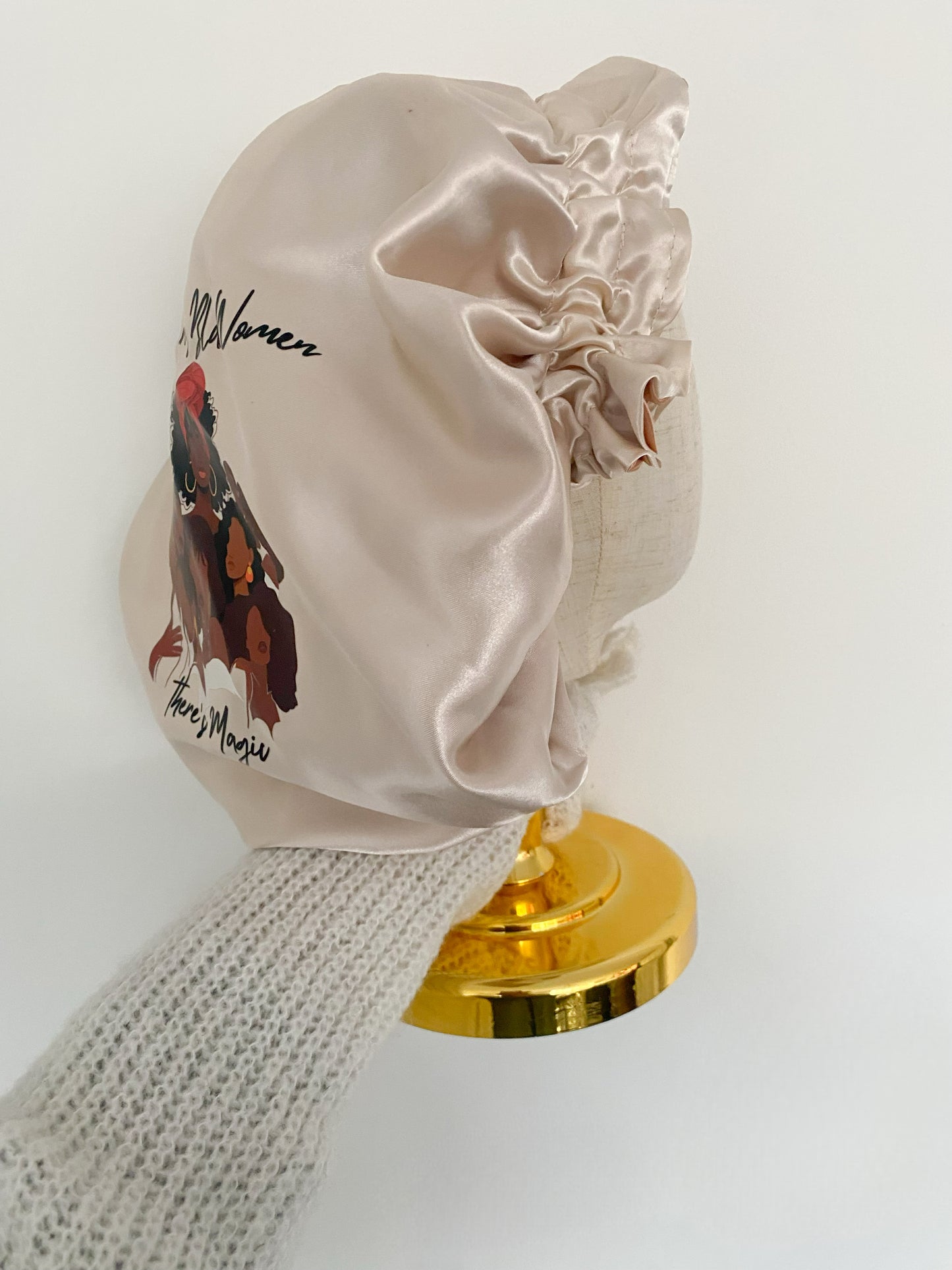 Champagne Gold Black Women Magic Bonnet