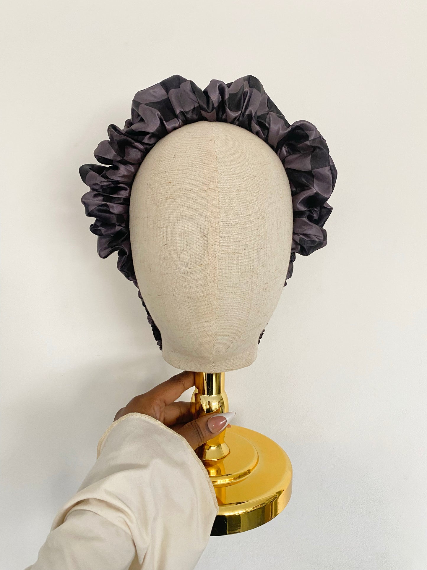 Checkboard Satin Scrunchie Headband