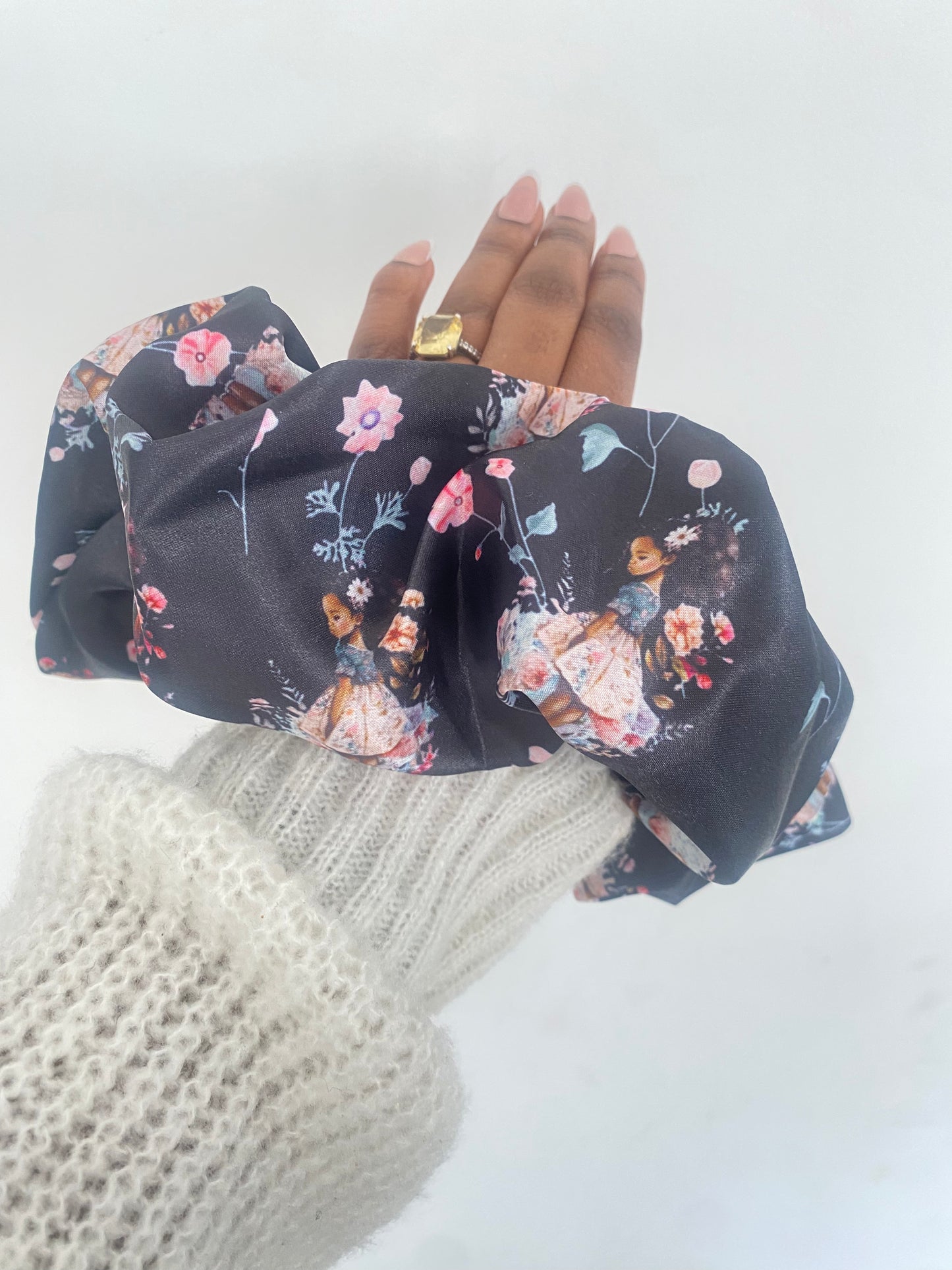 Black Lit & Crafty Girl Satin Scrunchie