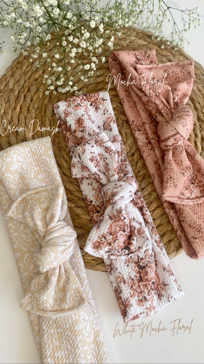 Floral topknot headbands