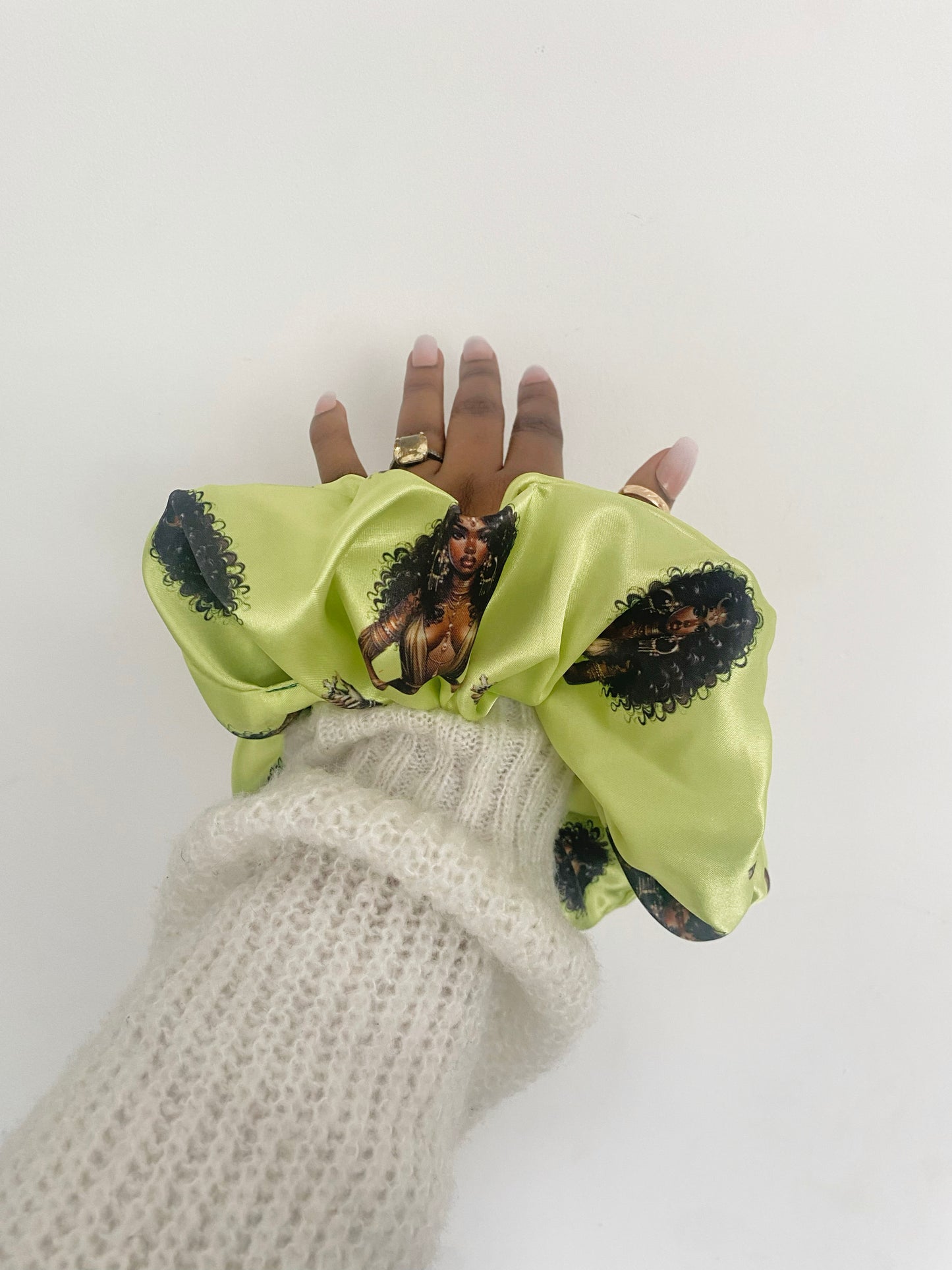 Ayanna Lemon Green Queen Satin Scrunchie