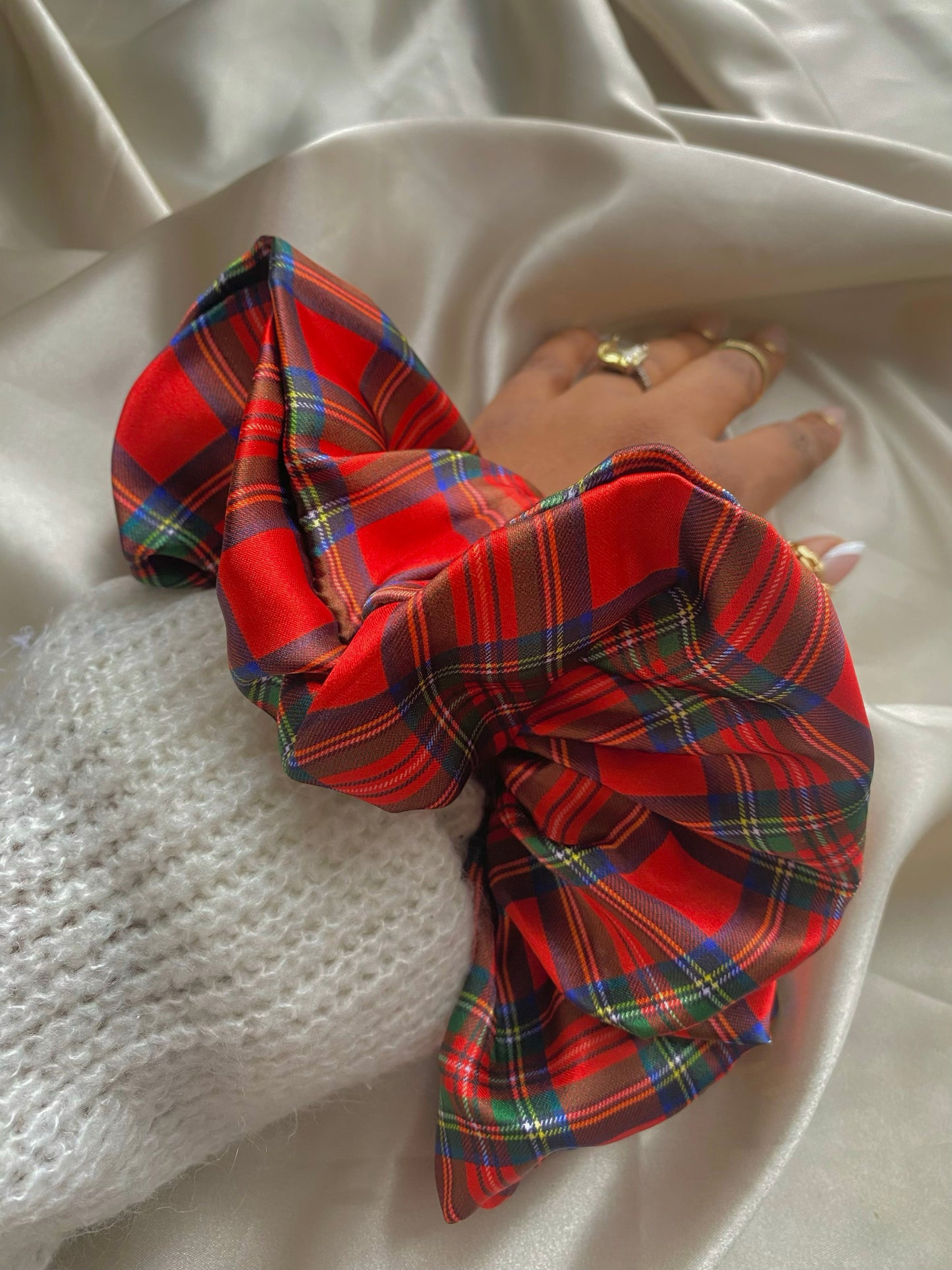 Tartan Satin Scrunchie