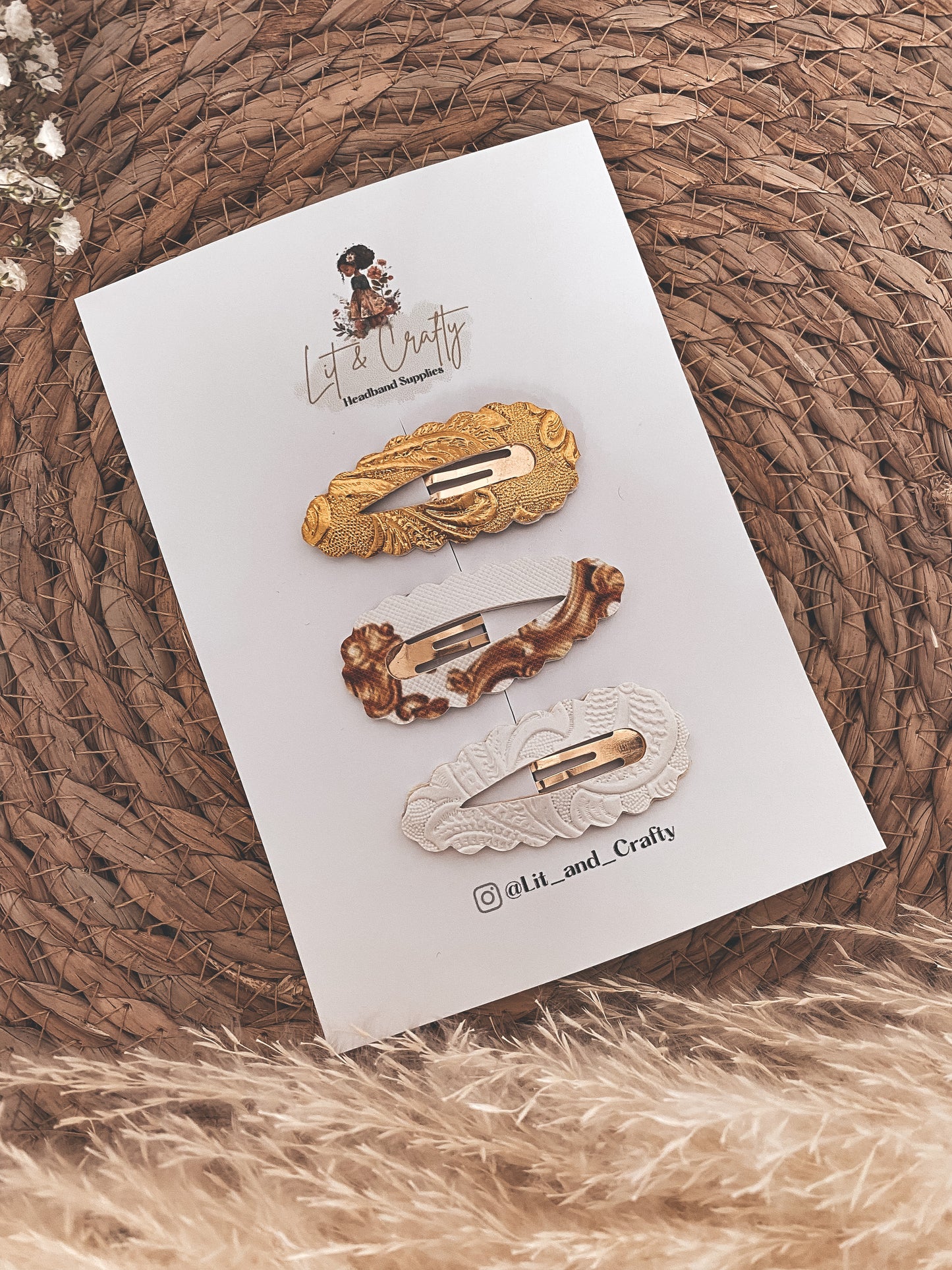 Golden Damask Snap Clips