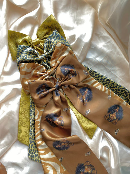 Autumn XL Satin LongTail Bow Hair Clips