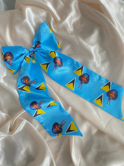 (Extra long) African & Caribbean XL Satin Long Tail Bow Hair Clips