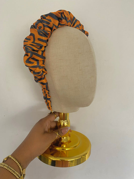 Orange Mudhut Satin Scrunchie Headband