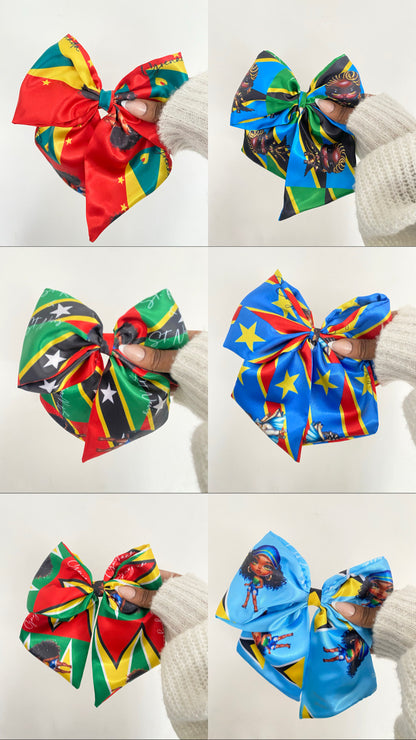 African & Caribbean Satin Bow Hair Clips