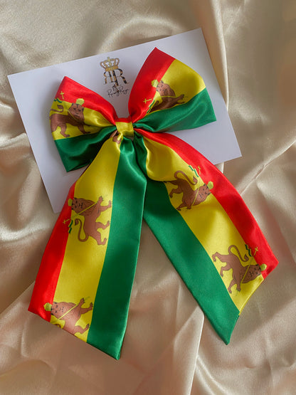 African & Caribbean Satin LongTail Bow Hair Clips