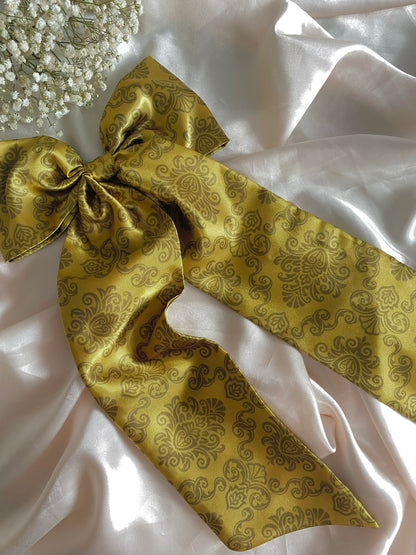 Autumn XL Satin LongTail Bow Hair Clips