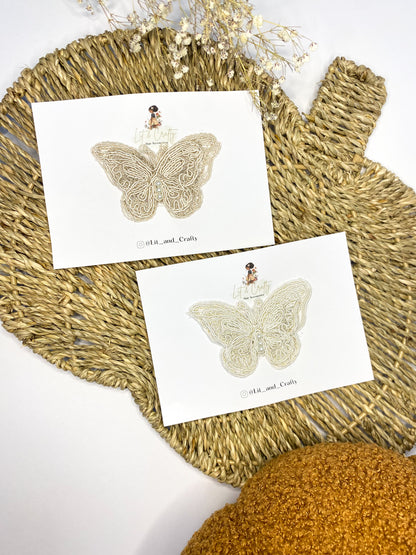 Lace Butterfly, Floral Pearl, embroidered Flower hairclip