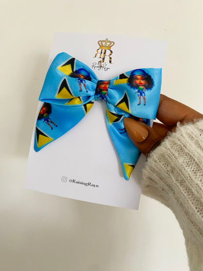 African & Caribbean Satin Mini Bow Hair Clips