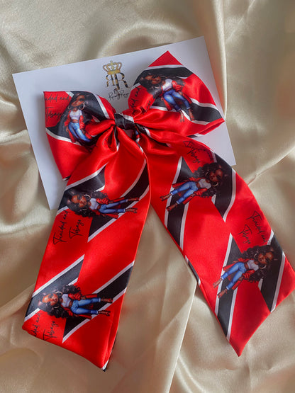 African & Caribbean Satin LongTail Bow Hair Clips