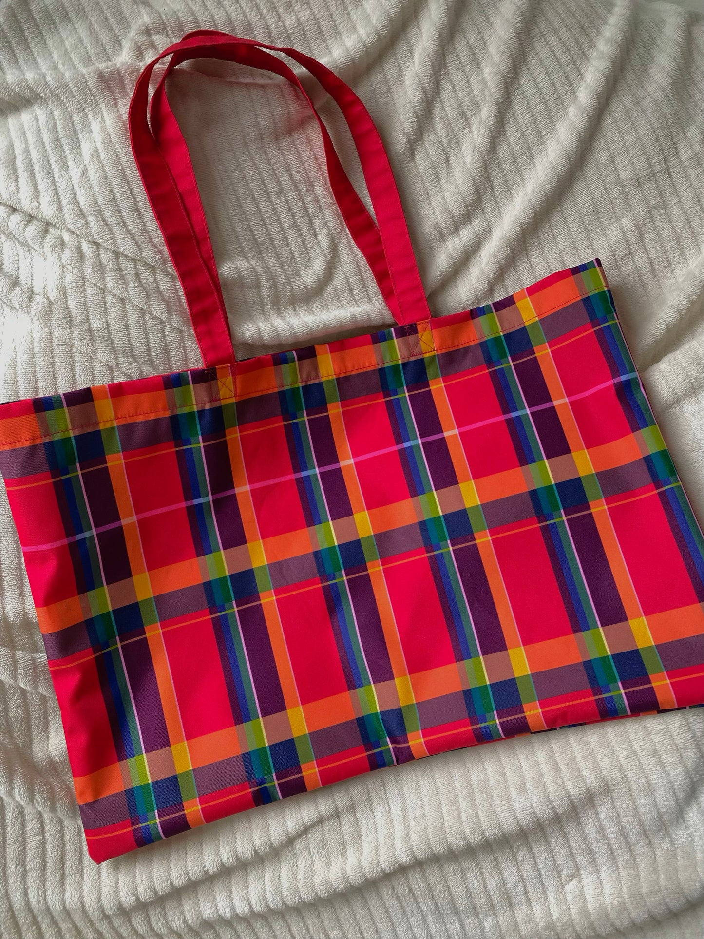 Madras Oversized Tote Bag