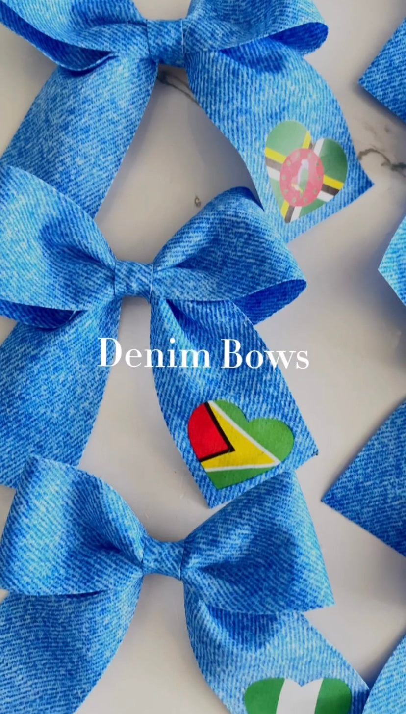 African/Caribbean Denim Bows