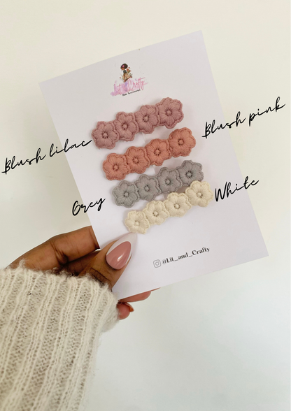 Woven embroidered flower hairclip