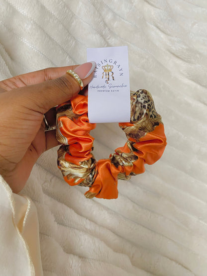 Autumn Damask Regular Satin Scrunchies