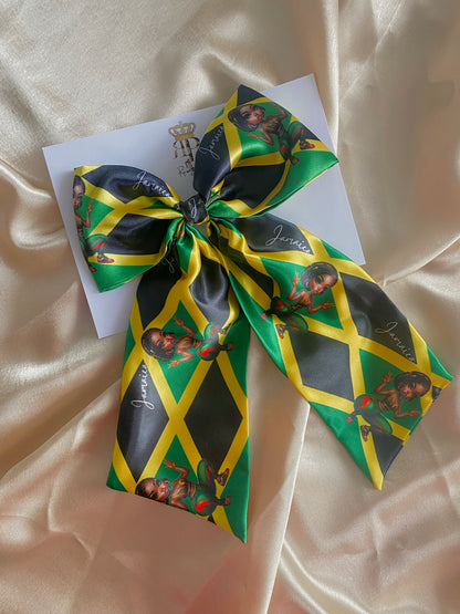 African & Caribbean Satin LongTail Bow Hair Clips