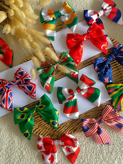 World Cup Satin Mini Bow Hair Clips