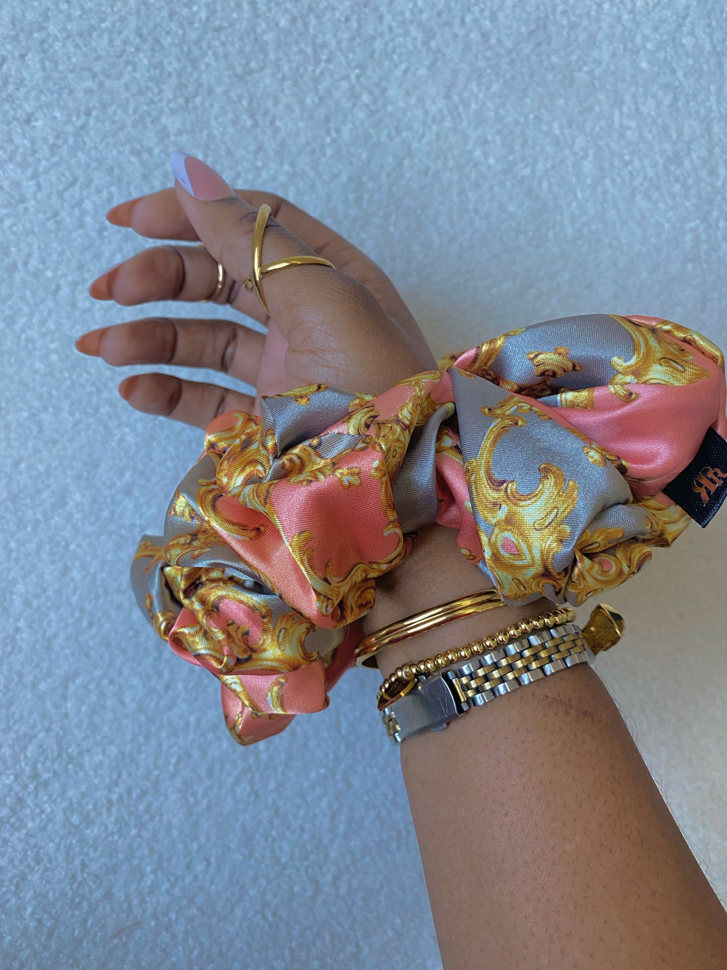 Autumn Damask Satin Scrunchies