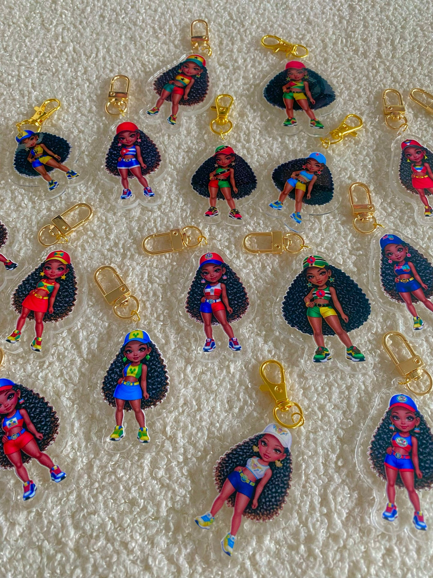 Flag Girl Keychains
