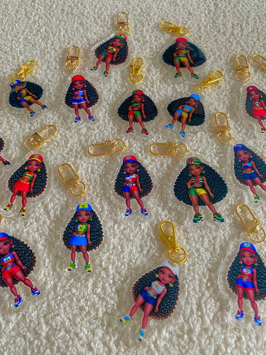 Flag Girl Keychains