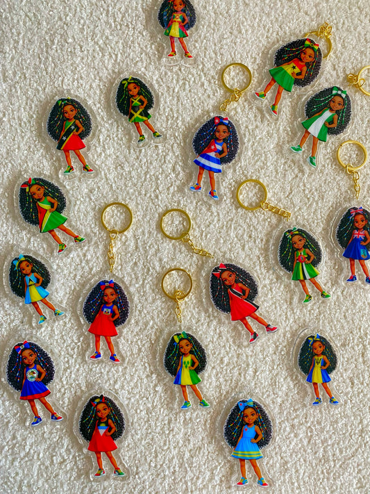 Flag Little Girl Keychains