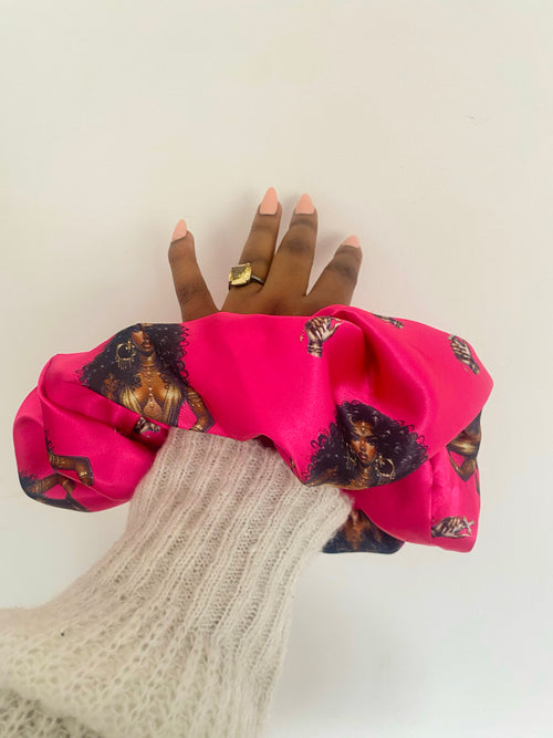 Hot Pink Queen Satin Scrunchie