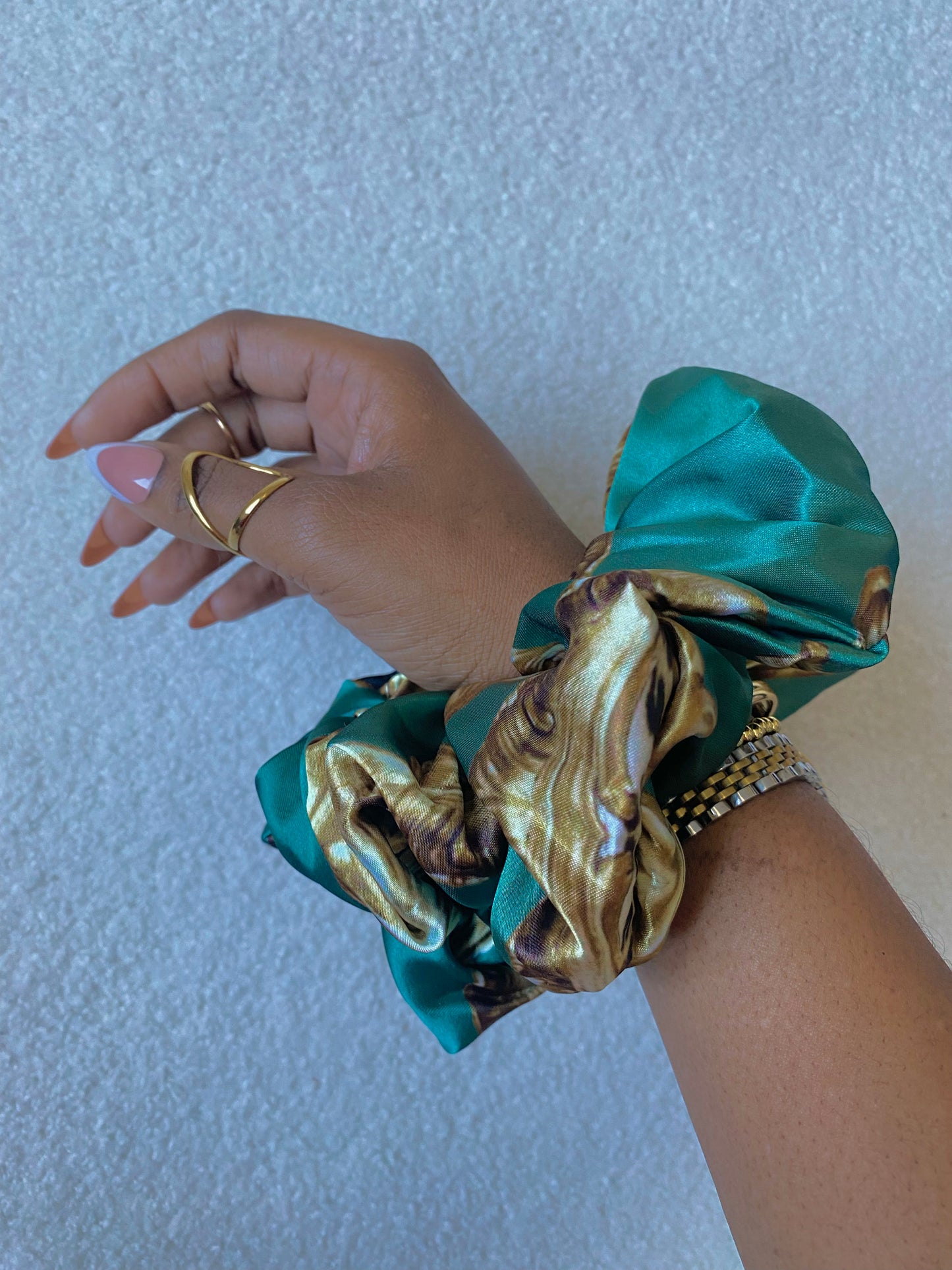 Autumn Damask Satin Scrunchies
