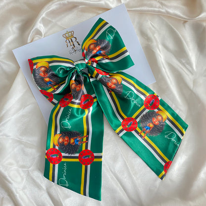 African & Caribbean Satin LongTail Bow Hair Clips