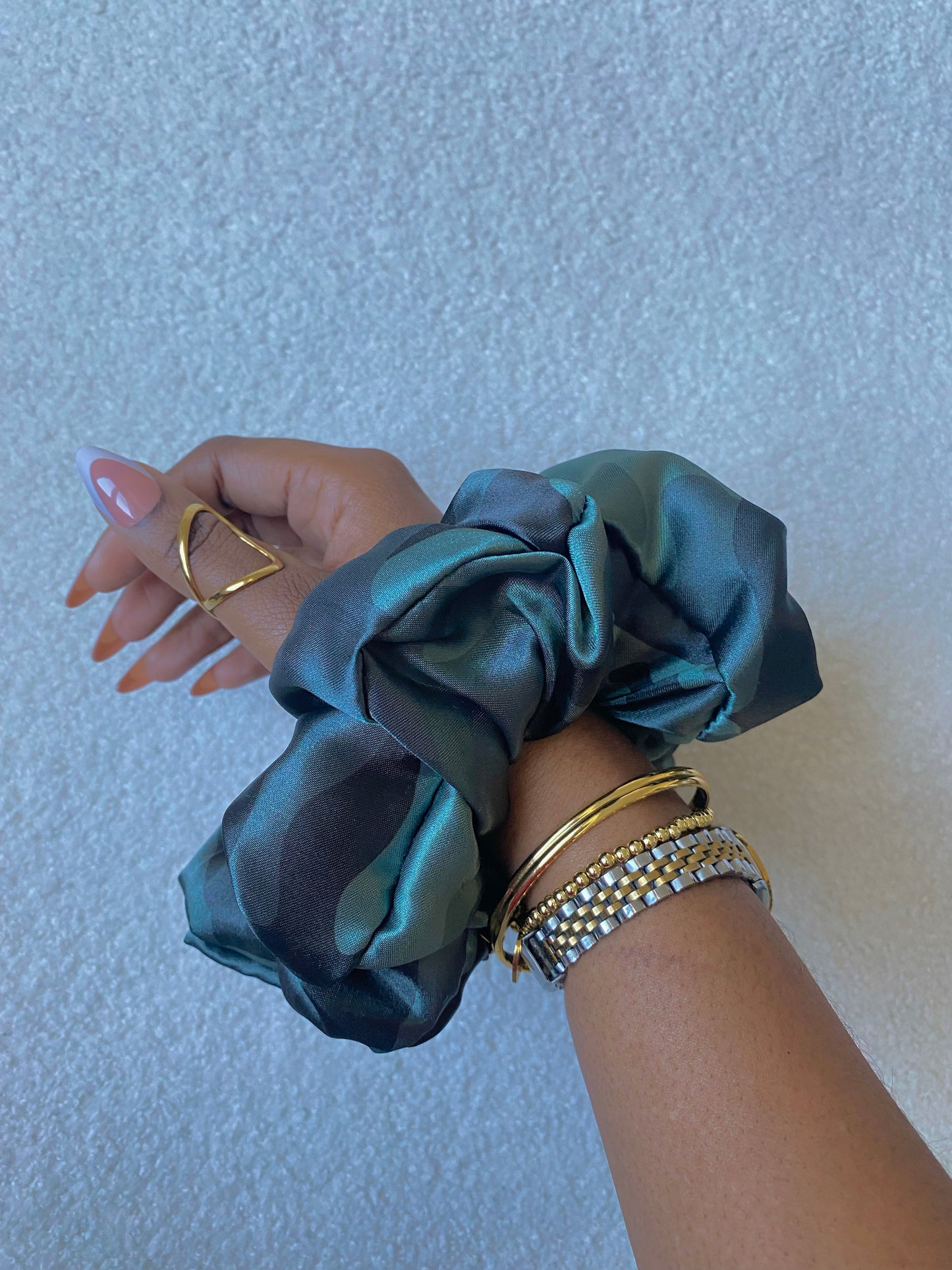 Autumn Damask Satin Scrunchies